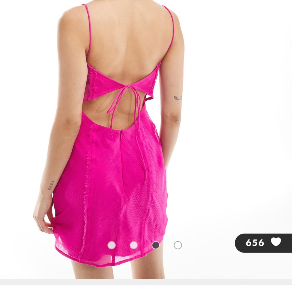 ASOS Hot Pink Lace Slip Dress